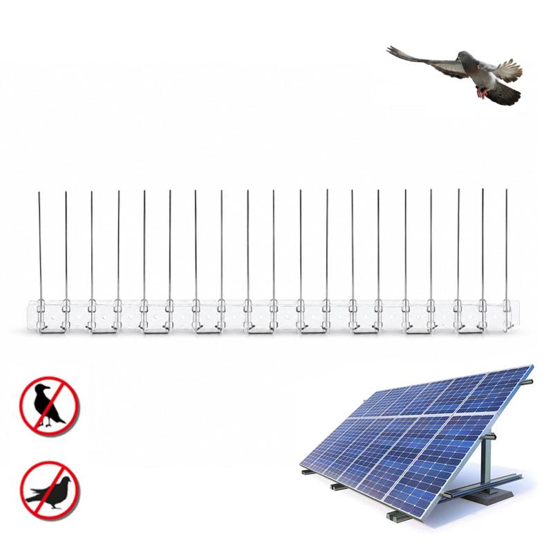 BARRIERE ANTI-PIGEON EN POLYCARBONATE AIGUILLE EN INOX POUR PANNEAU PHOTOVOLTAÏQUES LONG 500MM