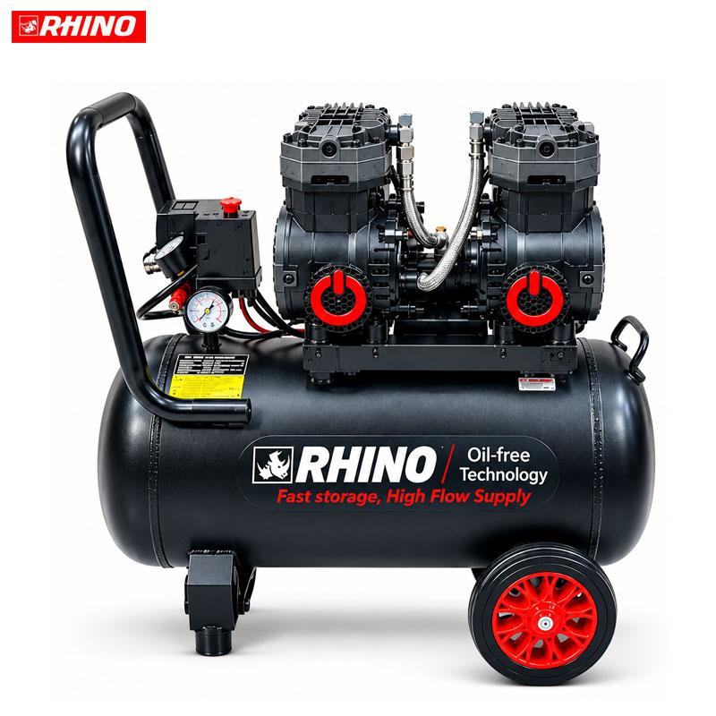 COMPRESSEUR SILENCIEUX SANS HUILE 50.0L 1390W X2 220V RHINO