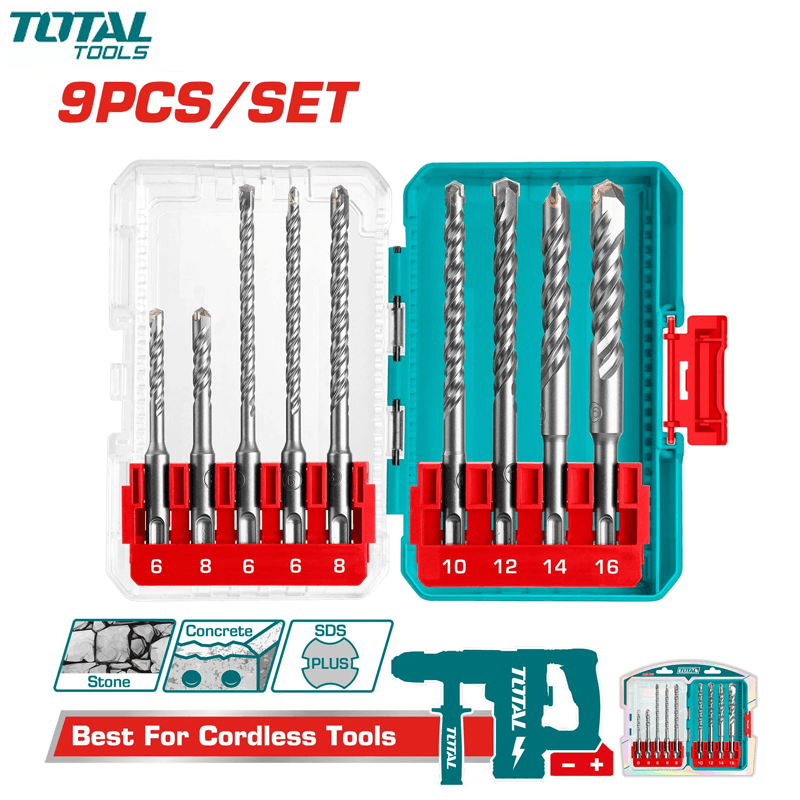 COFFRET DE 9 MECHES A BETON SDS PLUS TOTAL