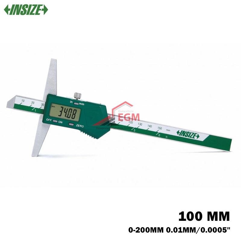 JAUGE DE PROFONDEUR DIGITAL 0-200MM 0.01MM/0.0005" BASE 100MM INSIZE