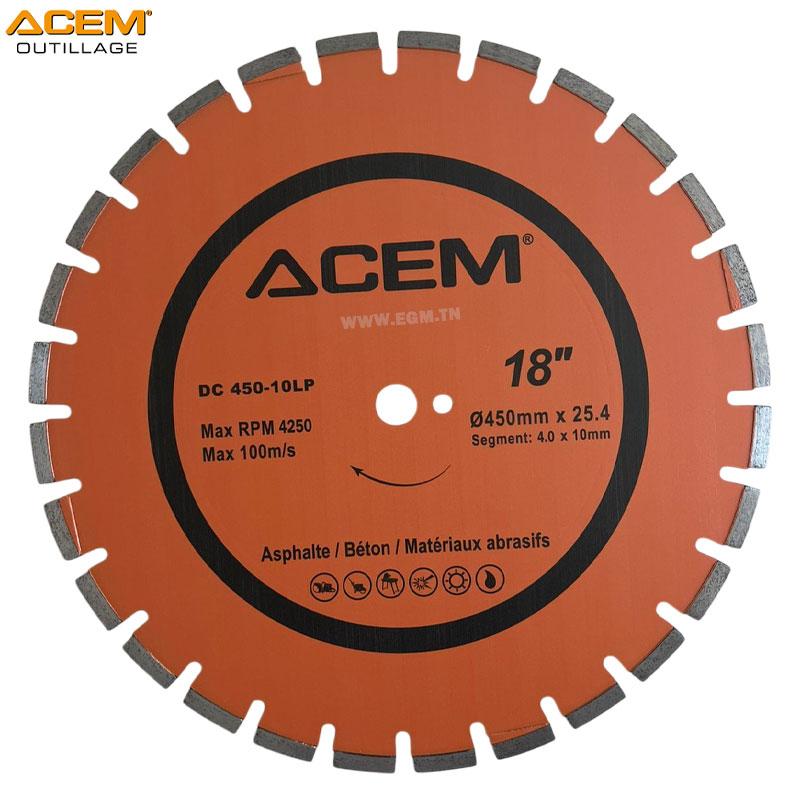 DISQUE DIAMANT ASPHALT/BETON/MATERIAUX 450X4.0X25.4/20 10LP ACEM