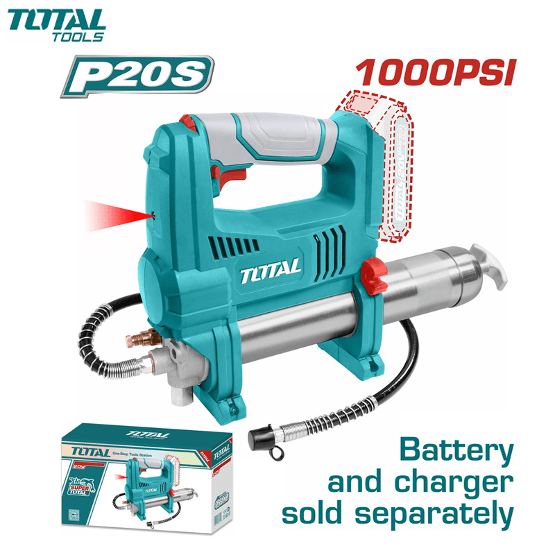 POMPE A GRAISSE RECHARGABLE SANS FIL 20V SANS CHARGEUR & BATTERIE TOTAL