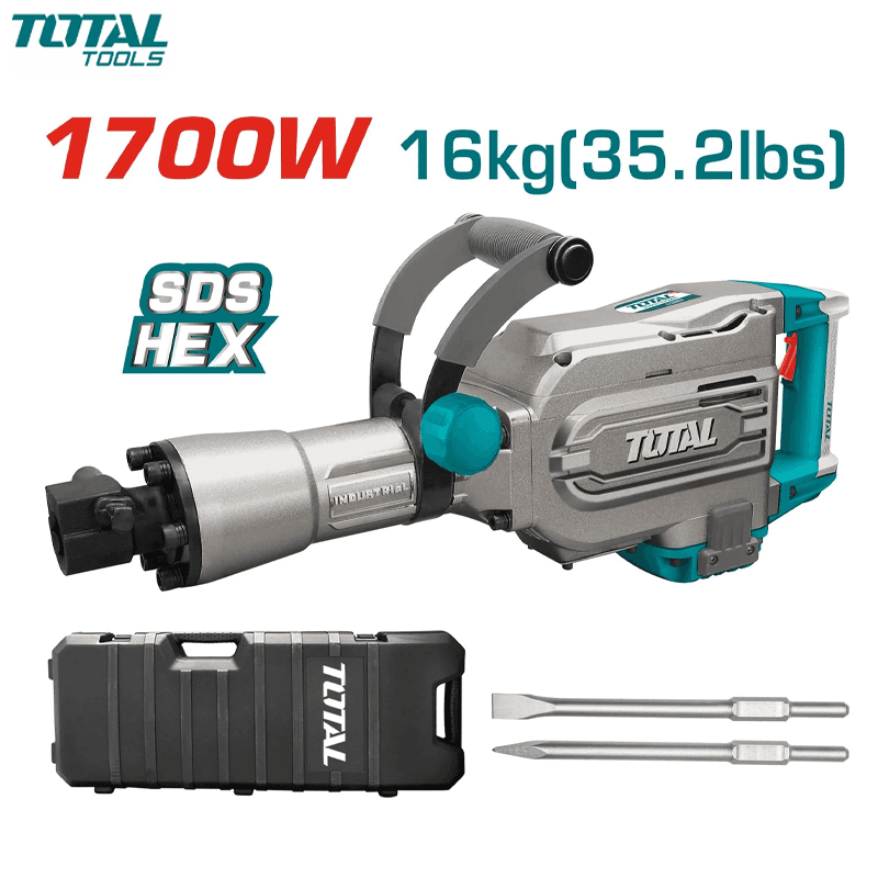 MARTEAU PIQUEUR HEX 1700W 16KG 45J 1900 CPS/MIN TOTAL