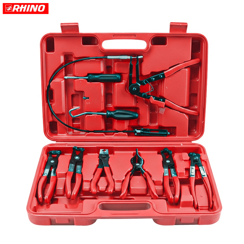 COFFRET DE PINCE & CROCHET POUR COLLIER SERRAGE POUR TUYAU 9PCS RHINO