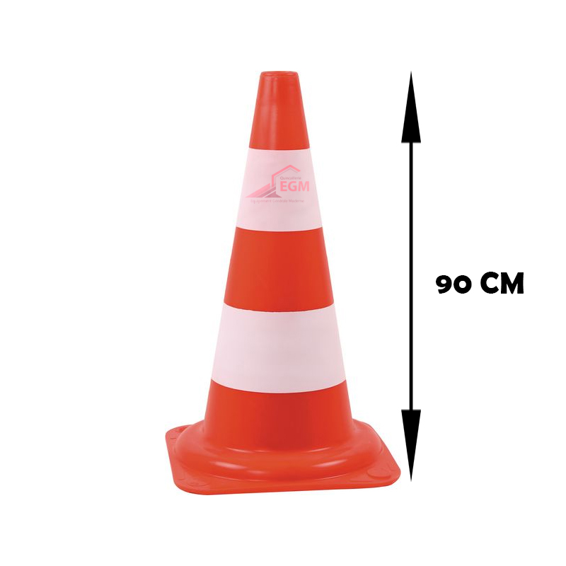 CÔNE DE CHANTIER 90 CM A BANDE FLUO EGM
